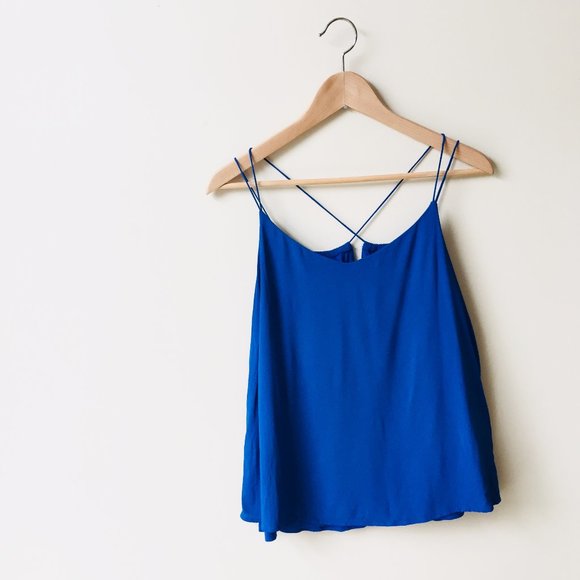 Massimo Dutti Electric Blue Cross Strap Blouse